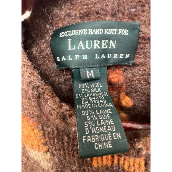 Rare 90's Hand Knit For Lauren Ralph Lauren Aztec Chunky Sweater - Picture 5 of 8